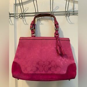 Vintage Coach Signature Fuchsia Shoulder Bag